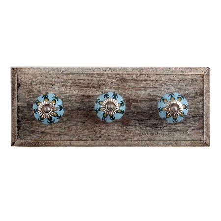 Green Grass Ceramic Wooden Hooks